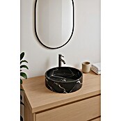 Lavabo redondo Mykonos (Diámetro: 37 cm, Sin desbordamiento, Negro y blanco) | BAUHAUS