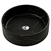 Lavabo redondo Mykonos (Diámetro: 37 cm, Sin desbordamiento, Negro y oro) | BAUHAUS