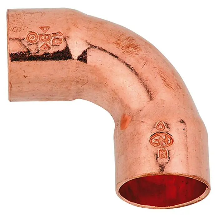 Kupfer-Bogen 5002A - Durchmesser: 28 mm, Winkel: 90 °, 1 Stk. - Kupferbogen mit 90 Grad, ideal für Sanitär- und Heizungsinstallationen. Robust und langlebig für zuverlässige Verbindungen.