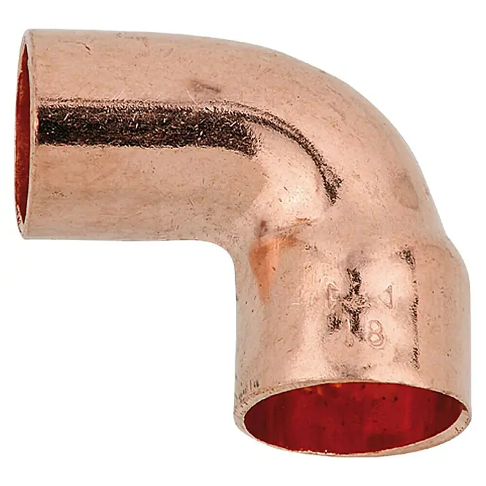 Kupfer-Winkel 5092 IA - Durchmesser: 18 mm, 90 ° - Kupferbogenfitting mit 90-Grad-Winkel für Rohrsysteme. Ideal für Sanitär- und Heizungsinstallationen, robust und langlebig.