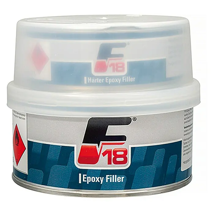 F18 Epoxy Filler - 500 g - Dose F18 Härter Epoxy Filler, ein zweiteiliges Epoxidharzsystem für Reparaturen und Ausbesserungen. Ideal für Metall, Kunststoff und Holz.
