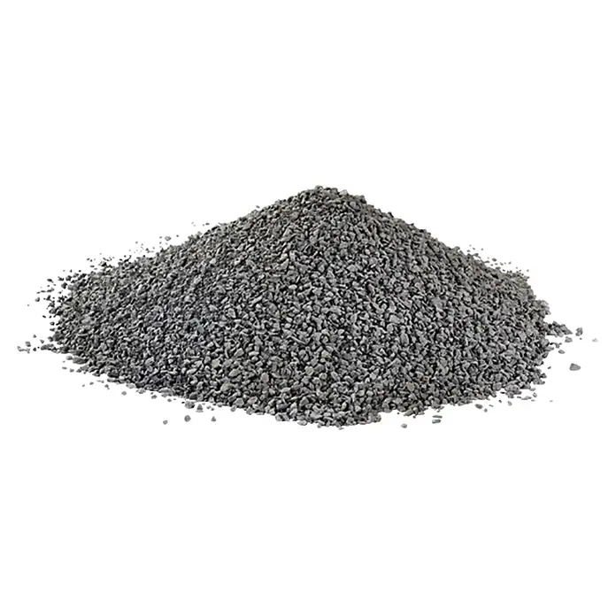 EHL Splitt - Körnung: 8 mm - 16 mm, Big Bag, 0,5 m³ - Ein Haufen grauer Splitt, der sich ideal für Wege oder dekorative Zwecke im Garten eignet. Das graue Material ist schlicht und doch auffällig.