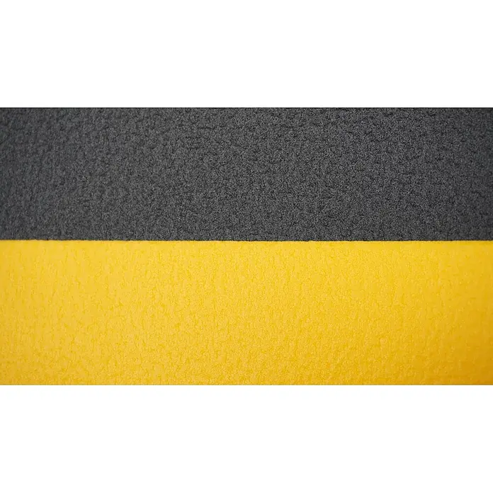 PROREGAL Anti-Ermüdungsmatte COMFORT bis 3 Std. Steharbeit mit rutschfester Oberfläche,BxL 60x91 cm, Stärke 0,95 cm, Vinylschaum Schwarz/Gelb, Stehmatte Steharbeitsplätze Arbeitsplatzmatte Ergonomisch leichte Reinigung Fußmatte Stehkomfort -  - Filzähnliches Material, oben dunkelgrau und unten leuchtend gelb.