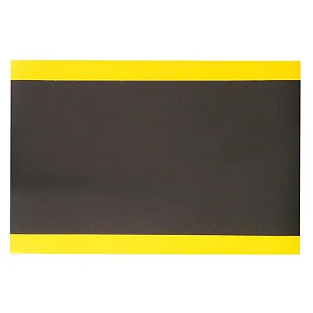 PROREGAL Anti-Ermüdungsmatte COMFORT bis 3 Std. Steharbeit mit rutschfester Oberfläche,BxL 60x91 cm, Stärke 0,95 cm, Vinylschaum Schwarz/Gelb, Stehmatte Steharbeitsplätze Arbeitsplatzmatte Ergonomisch leichte Reinigung Fußmatte Stehkomfort