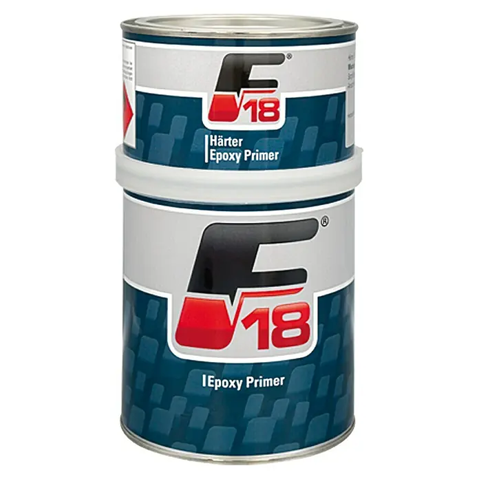 F18 Epoxy Primer - Weiß, 750 ml - Dose mit F18 Härter Epoxy Primer, ein Zweikomponenten-Epoxidharz-Grundierungssystem für eine dauerhafte Beschichtung.