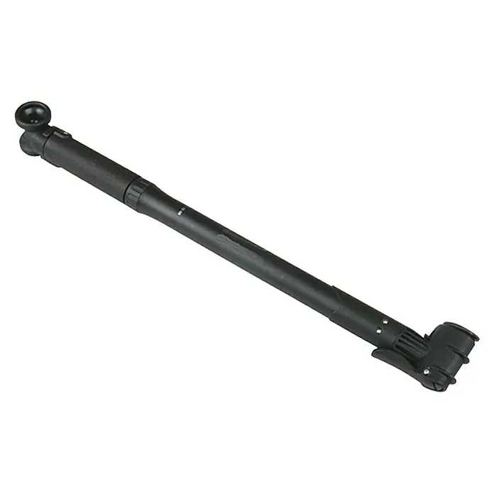 Fischer Luftpumpe - Doppelkopf - Eine Fahrradpumpe in Schwarz, ideal zum Aufpumpen von Reifen unterwegs. Kompaktes Design für einfache Lagerung und Transport.