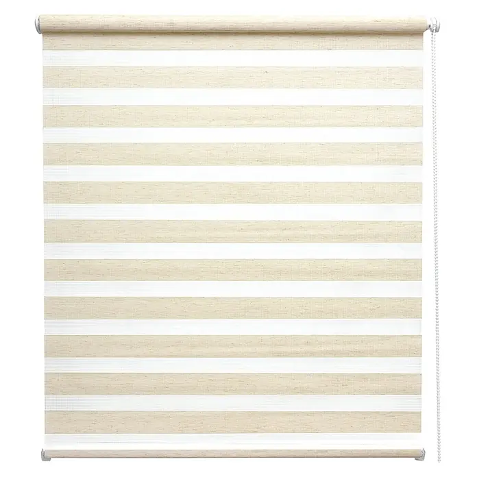 Sol Royal Doppelrollo - B x H: 100 x 220 cm, Leinen - Beige-weiß gestreiftes Rollo mit strukturiertem Stoff und Zugkette.