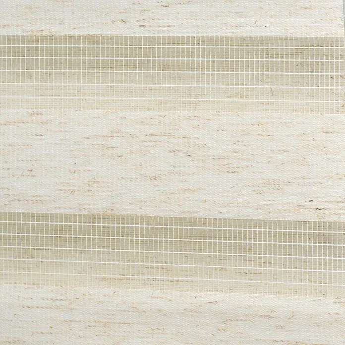 Sol Royal Doppelrollo - B x H: 100 x 220 cm, Leinen - Hellbeiger strukturierter Stoff mit horizontalen Webstreifen und feiner Netzauflage.