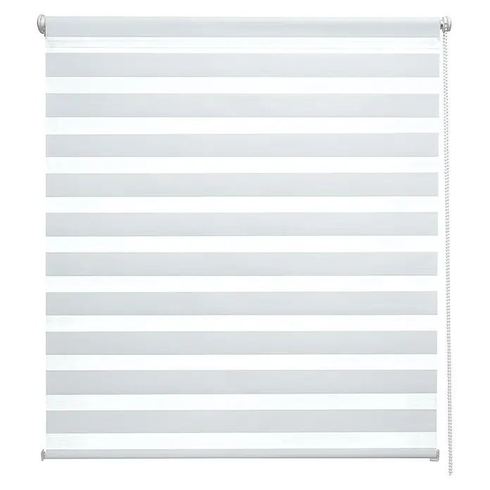 Sol Royal Doppelrollo - B x H: 105 x 150 cm, Weiß - Weiß-grau gestreiftes Duo-Rollo mit Zugkette.
