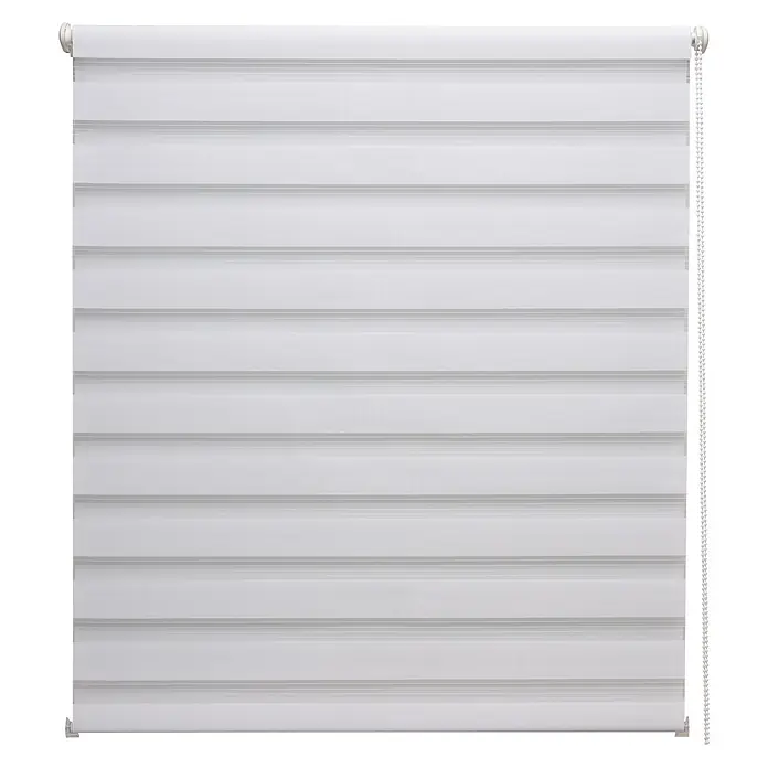 Sol Royal Doppelrollo - B x H: 105 x 150 cm, Weiß - Weißes Duo-Rollo mit wechselnden transparenten und blickdichten Horizontalstreifen zur variablen Lichtregulierung.