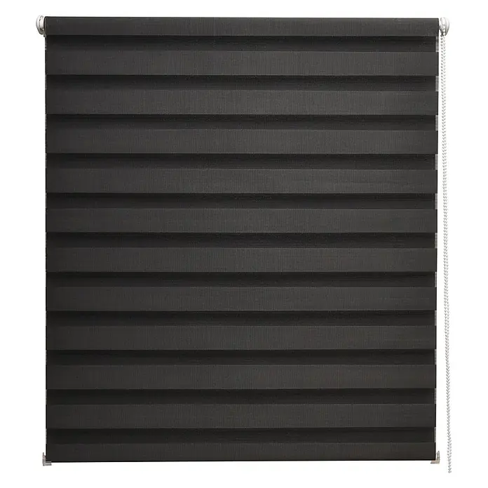 Sol Royal Doppelrollo - B x H: 60 x 220 cm, schwarz - Dunkelgraues gestreiftes Duo-Rollo mit abwechselnd blickdichten und transparenten Horizontalstreifen und einer Bedienkette.