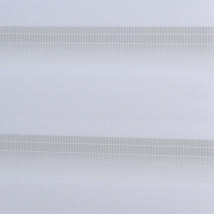 Sol Royal Doppelrollo - B x H: 105 x 150 cm, Weiß - Hellgrau-weiß gestreifter Stoff mit feiner Netzstruktur, ideal für Rollos oder Fensterabdeckungen.
