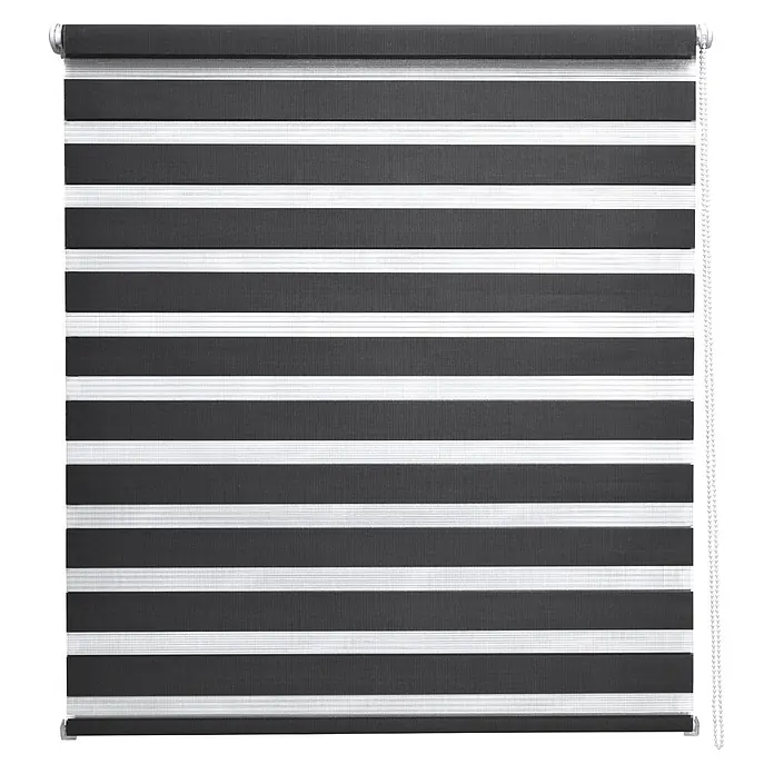 Sol Royal Doppelrollo - B x H: 60 x 220 cm, schwarz - Grau-weiß gestreiftes Duo-Rollo zur variablen Lichtregulierung, mit Kettenzugbedienung.