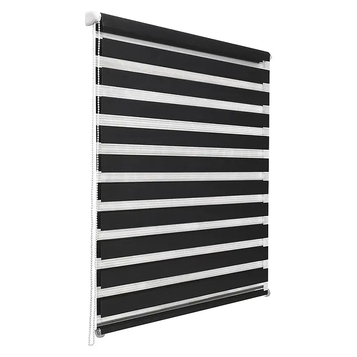 Sol Royal Doppelrollo - B x H: 60 x 220 cm, schwarz - Schwarz-weiß gestreiftes Zebra-Rollo mit Perlenkette zur Lichtregulierung.