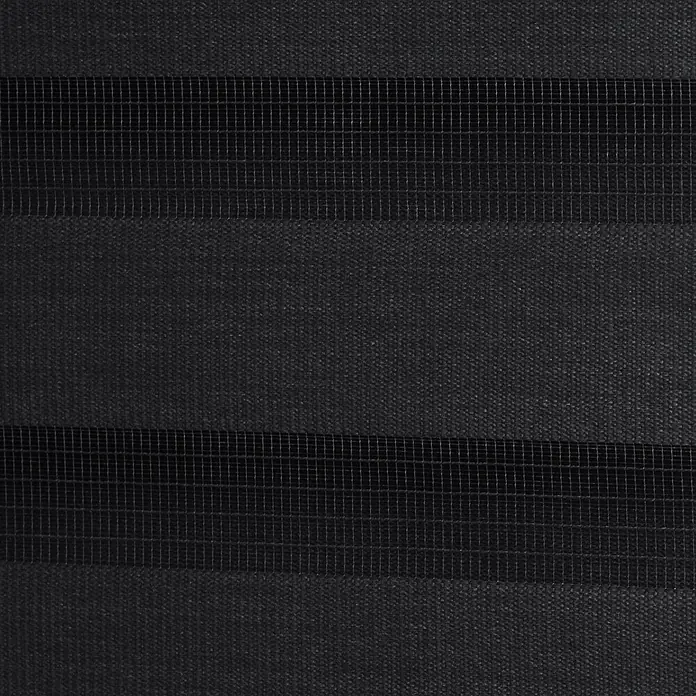 Sol Royal Doppelrollo - B x H: 60 x 220 cm, schwarz - Dunkelgrau/schwarzer gestreifter Stoff mit abwechselnd undurchsichtigen und transparenten Gitterabschnitten, für Jalousien geeignet.