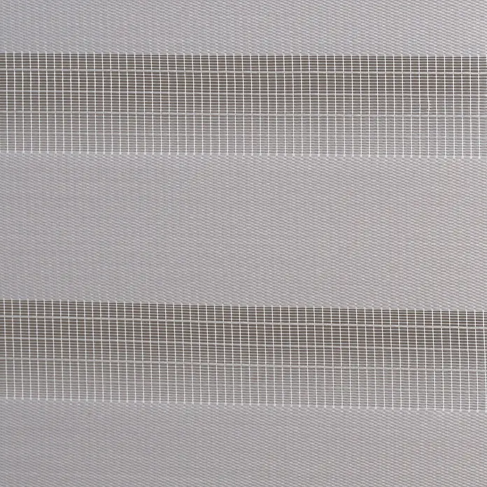 Sol Royal Doppelrollo - B x H: 110 x 150 cm, Grau - Hellgrau-weiß gestreifter Stoff mit feiner Netzstruktur, oft für Jalousien verwendet.