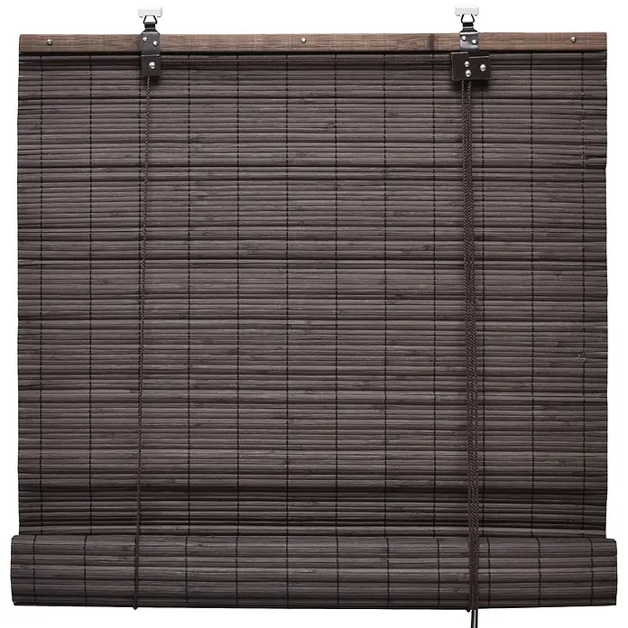Sol Royal Rollo - B x H: 120 x 160 cm, Braun, Uni - Dunkelbrauner Bambus-Rolljalousie mit Holzleiste und Zugschnüren.
