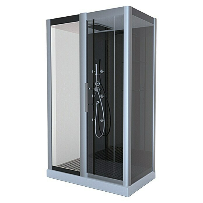 Cabina de ducha completa Atrium 2 (85 x 115 x 215 cm, Negro Gris Plata)