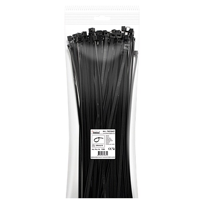 Kabelbinders (Zwart, 290 x 4,8 mm, 100 stk.)