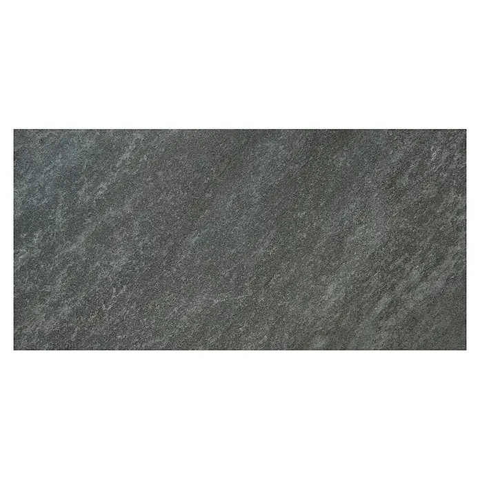 Feinsteinzeugfliese Skiffer - 30 x 60 cm, Anthrazit, Matt - Nahaufnahme einer großen, rechteckigen, anthrazitfarbenen Steinzeugfliese mit einer subtilen, strukturierten Oberfläche. Ideal für moderne Innen- und Außenbereiche.