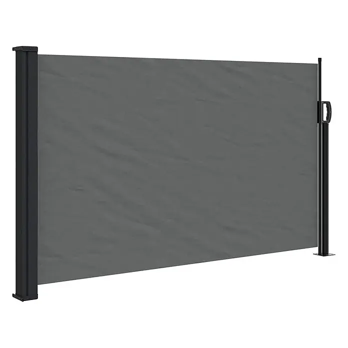 vidaXL einziehbare Seitenmarkise Anthrazit 500 x 120 cm Polyester -  - Dunkelgraue ausziehbare Seitenmarkise mit schwarzen Pfosten für Privatsphäre.