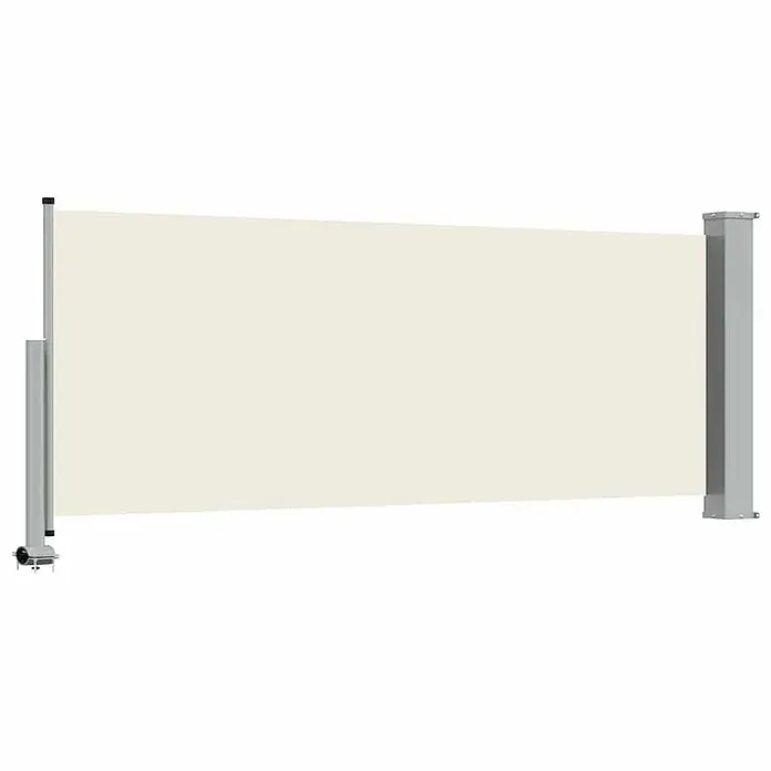 VidaXL Klemmmarkise - Crème, Breite: 3 m, Ausfall: 3 m - Creme-Seitenmarkise mit grauen Metallpfosten.
