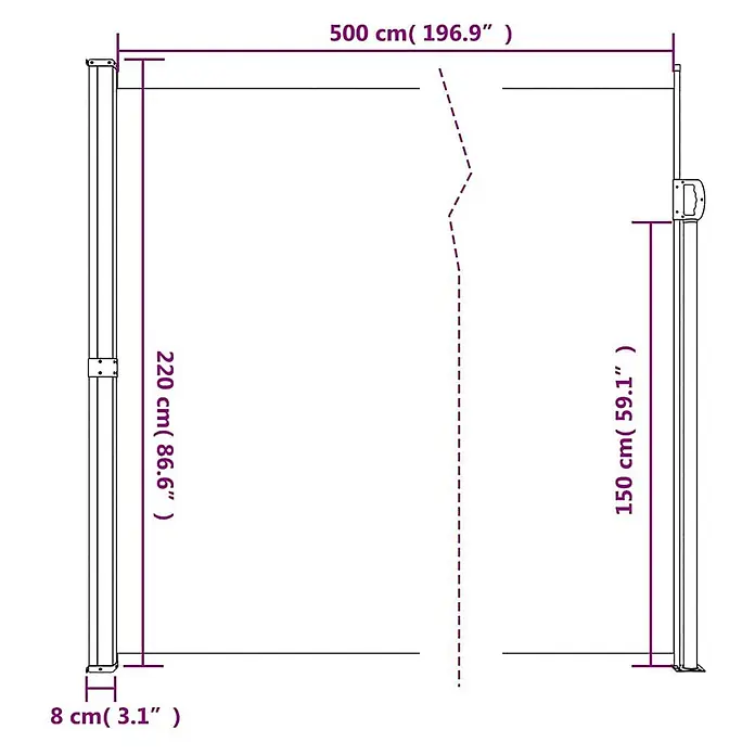 vidaXL ausziehbare Seitenmarkise Anthrazit 500 x 220 cm Polyester -  - Ausziehbare Seitenmarkise mit Maßen: 500 cm Breite, 220 cm Hauptpfostenhöhe, 150 cm Stoffhöhe.