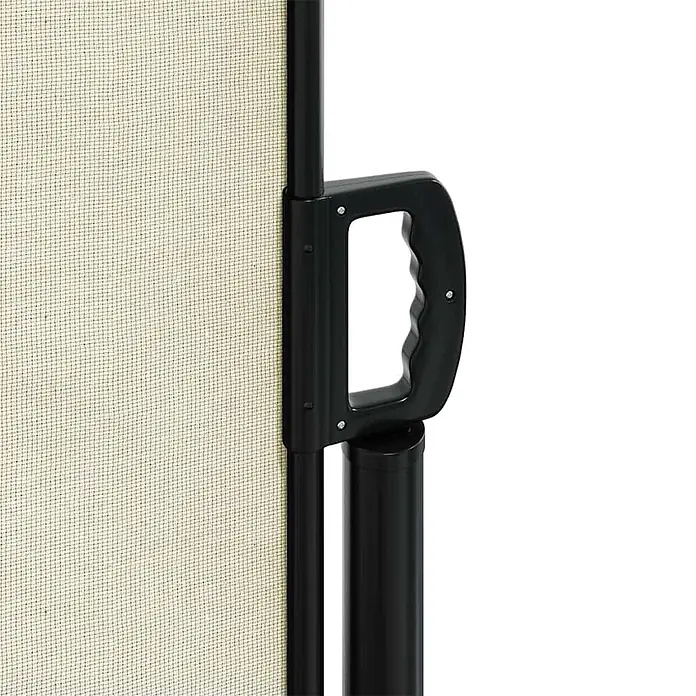 vidaXL Seitenmarkise Ausziehbar Creme 200x500 cm -  - Beige ausziehbare Gitterwand mit schwarzer Stange, ergonomischem Griff und zylindrischem Gehäuse.