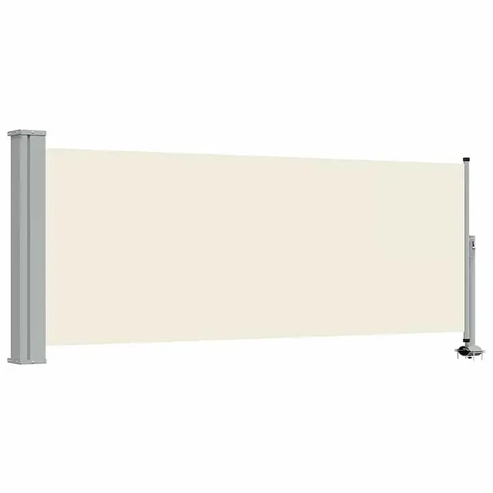 VidaXL Klemmmarkise - Crème, Breite: 3 m, Ausfall: 3 m - Cremefarbene, ausziehbare Seitenmarkise mit grauem Rahmen, ausgefahren für Sicht- und Sonnenschutz.