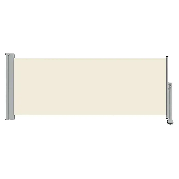 VidaXL Klemmmarkise - Crème, Breite: 3 m, Ausfall: 3 m - Cremefarbene ausziehbare Seitenmarkise mit grauem Aluminiumrahmen für Sicht- und Windschutz.