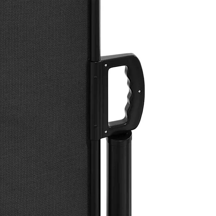 vidaXL ausziehbare Seitenmarkise Schwarz 500 x 100 cm Polyester -  - Schwarzer, ausziehbarer Sichtschutz mit ergonomischem Griff, zeigt Netzgewebe und Stützpfosten.