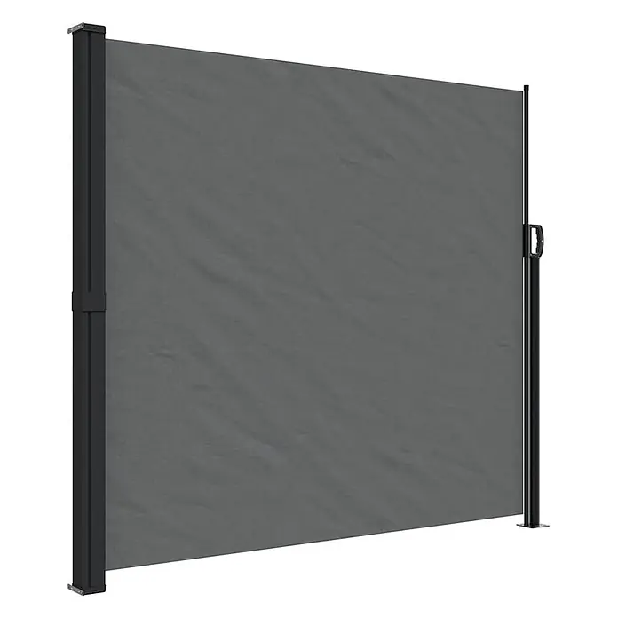 vidaXL ausziehbare Seitenmarkise Anthrazit 500 x 180 cm Polyester -  - Graue ausziehbare Seitenmarkise mit schwarzem Rahmen und schwarzem Griffpfosten, bietet Sicht- und Windschutz.