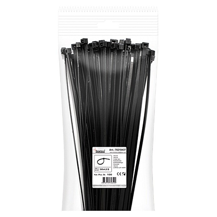 Kabelbinders (Zwart, 360 x 4,8 mm, 100 stk.)
