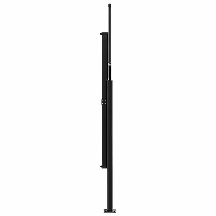 vidaXL Seitenmarkise Ausziehbar Creme 160x300 cm -  - Schwarze ausziehbare Seitenmarkise, Seitenansicht, mit eingefahrenem Schirm in der Kassette und Stützpfosten.