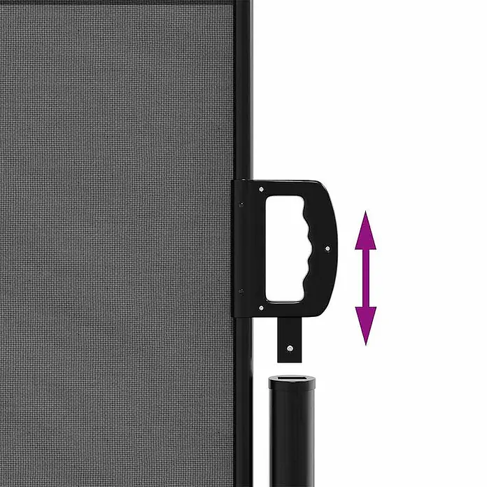 vidaXL einziehbare Seitenmarkise Anthrazit 500 x 100 cm Polyester -  - Dunkelgraues ausziehbares Netzgitter mit schwarzem Griff und Aufnahme, vertikale Verstellung zeigend.