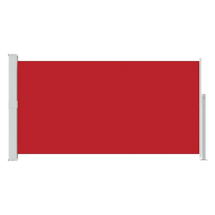 vidaXL Seitenmarkise Rot 300 x 160 cm Stahl -  - Rote ausziehbare Seitenmarkise mit hellgrauen Metallpfosten.