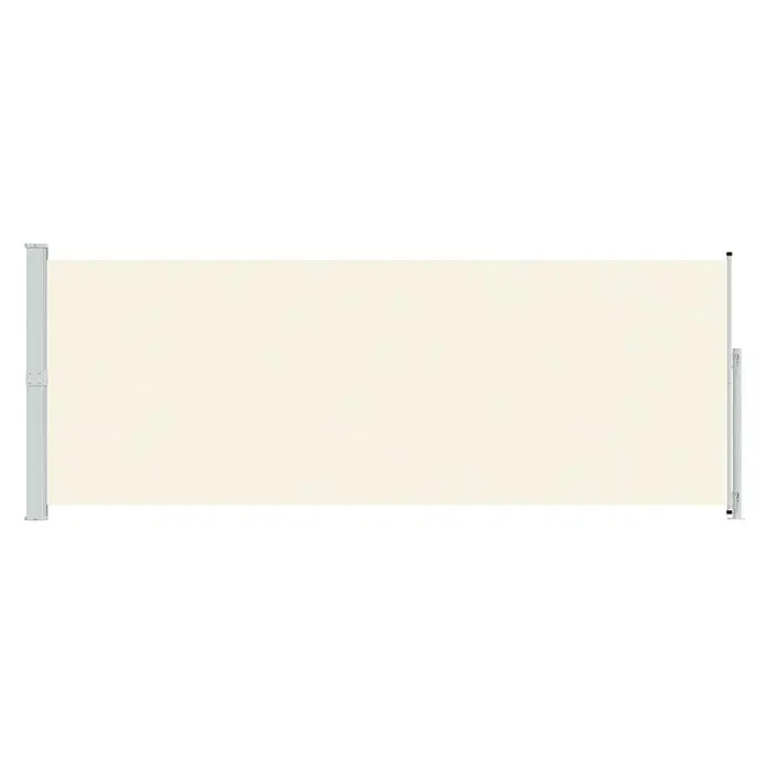 VidaXL Klemmmarkise - Crème, Breite: 5 m, Ausfall: 5 m - Creme-farbener ausziehbarer Seitenmarkise mit grauen Pfosten.