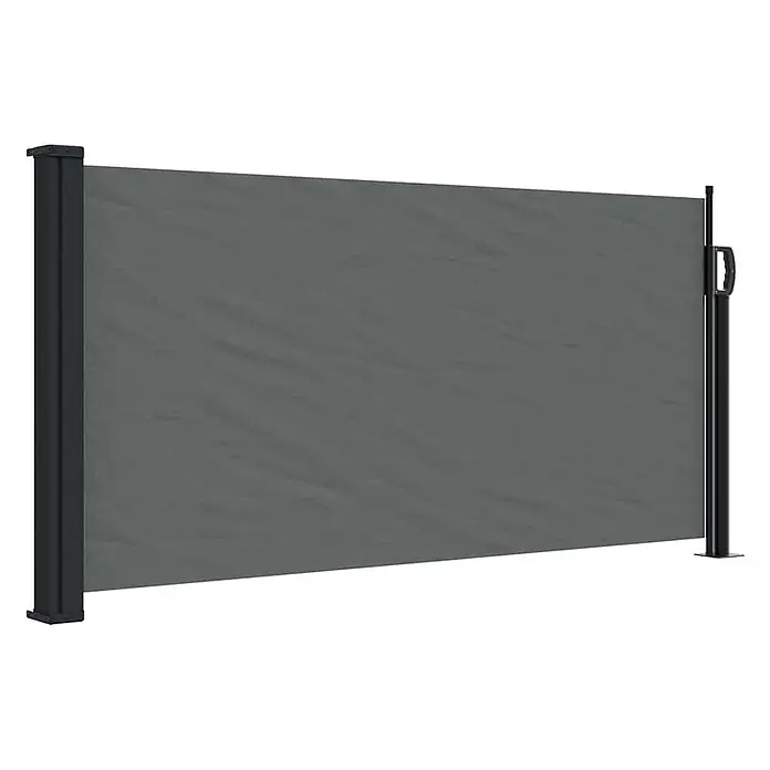 vidaXL einziehbare Seitenmarkise Anthrazit 500 x 100 cm Polyester -  - Dunkelgraue ausziehbare Seitenmarkise mit schwarzen Pfosten.