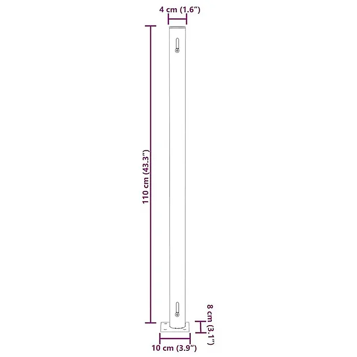 VidaXL Klemmmarkise - Crème, Breite: 5 m, Ausfall: 5 m - Weißer rechteckiger Pfosten, 110 cm (43,3") hoch, 4 cm (1,6") breit, mit einem 10 cm (3,9") breiten Sockel.