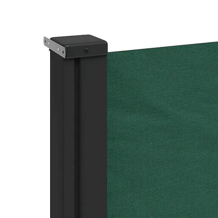 vidaXL Seitenmarkise Ausziehbar Dunkelgrün 180x500 cm -  - Dunkelgrüne, ausziehbare Seitenmarkise mit dunkelgrauem Pfosten.