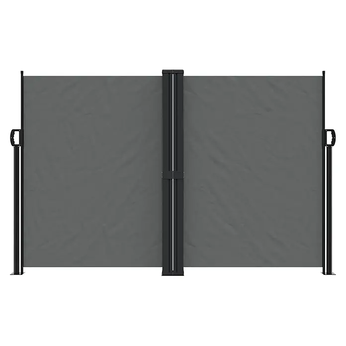 vidaXL Seitenmarkise Ausziehbar Anthrazit 160x1000 cm -  - Dunkelgraue doppelte ausziehbare Seitenmarkise mit schwarzem Rahmen als Sichtschutz.