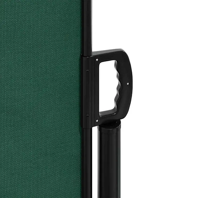 vidaXL Seitenmarkise Ausziehbar Dunkelgrün 180x500 cm -  - Dunkelgrüner strukturierter Sichtschutzstoff mit schwarzem Standpfosten und robustem schwarzem Griff zum Einziehen.