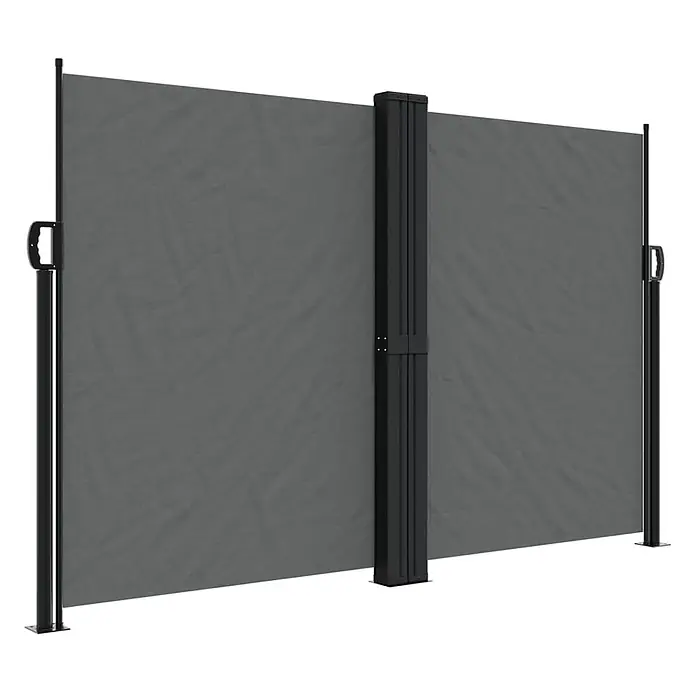 vidaXL Seitenmarkise Ausziehbar Anthrazit 160x1000 cm -  - Grauer ausziehbarer Sichtschutz mit schwarzen Metallpfosten.