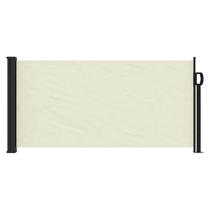 vidaXL Seitenmarkise Ausziehbar Creme 100x300 cm -  - Beige ausziehbare Seitenmarkise mit schwarzen Pfosten, zur Privatsphäre ausgezogen.