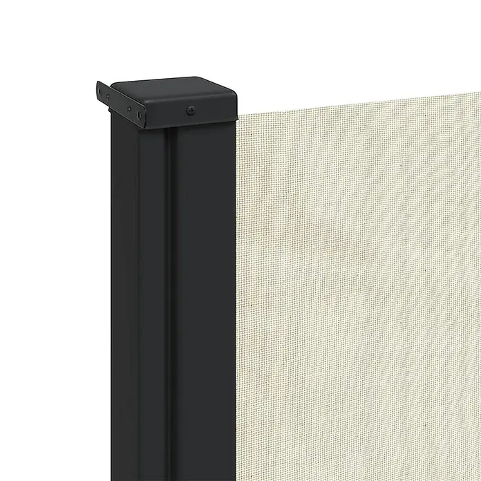 vidaXL Seitenmarkise Ausziehbar Creme 100x300 cm -  - Schwarzer Metallpfosten mit beigem Netzstoffschirm, Teil eines Sichtschutzes oder einer Seitenmarkise.