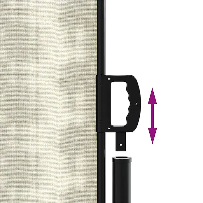 vidaXL Seitenmarkise Ausziehbar Creme 100x300 cm -  - Beigefarbenes Netzgewebe, schwarzer Pfosten mit verstellbarem D-Griff und Montagebuchse.