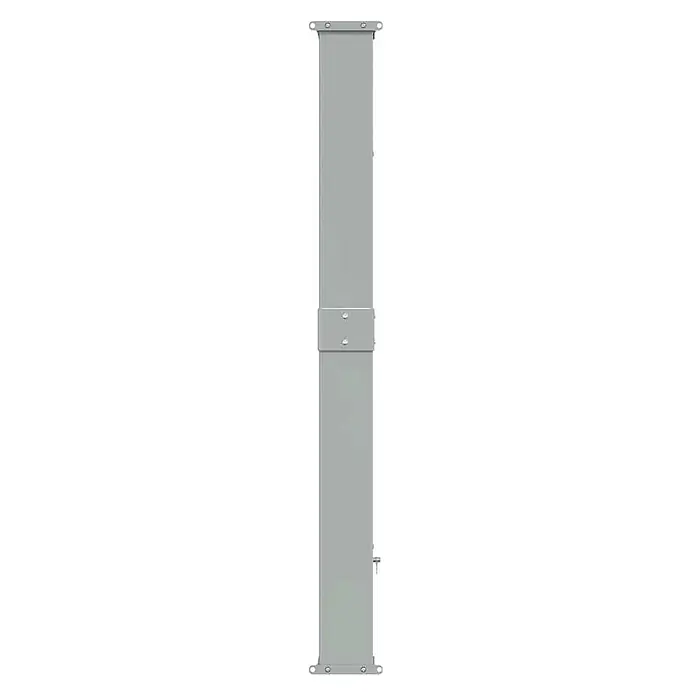 vidaXL Seitenmarkise Schwarz 300 x 300 x 140 cm Stoff -  - Grauer, rechteckiger Metallpfosten mit oberen und unteren Montageplatten und einer zentralen Zugangsklappe.