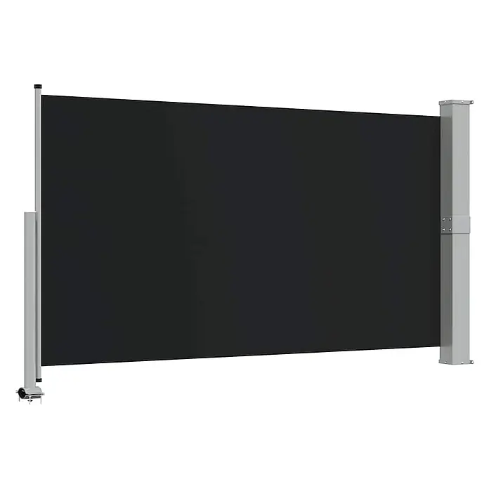 vidaXL Seitenmarkise Schwarz 300 x 300 x 140 cm Stoff -  - Dunkelgraue ausziehbare Seitenmarkise mit hellgrauen Aluminiumpfosten.