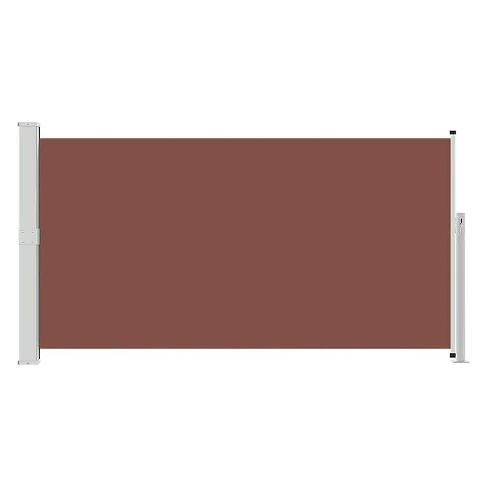 vidaXL Seitenmarkise Braun 300 x 300 x 170 cm Stoff -  - Brauner ausziehbarer Sichtschutz mit hellgrauen Pfosten.