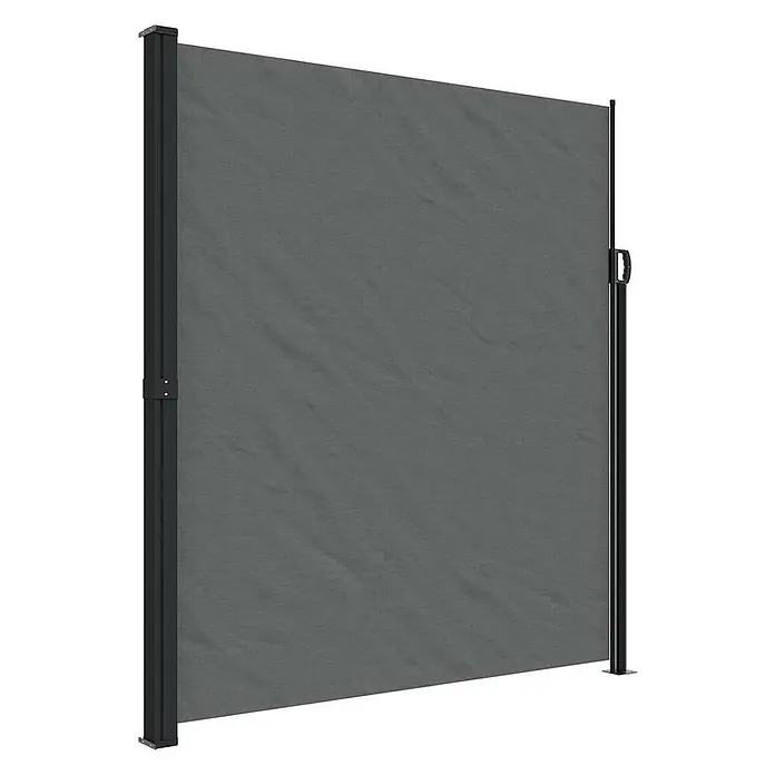 vidaXL ausziehbare Seitenmarkise Anthrazit 600 x 220 cm Polyester -  - Graue ausziehbare Seitenmarkise mit schwarzen Pfosten, ausgefahren für Sicht- oder Windschutz.
